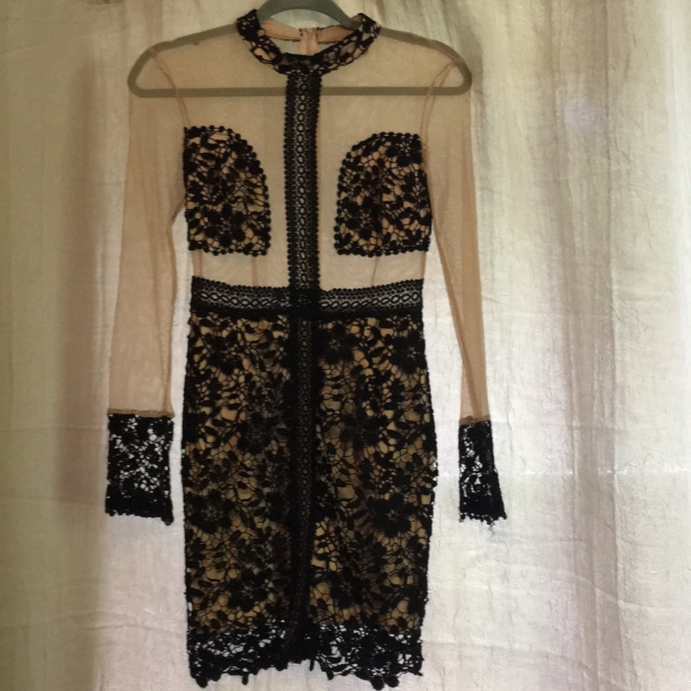 LF black lace and mesh dress